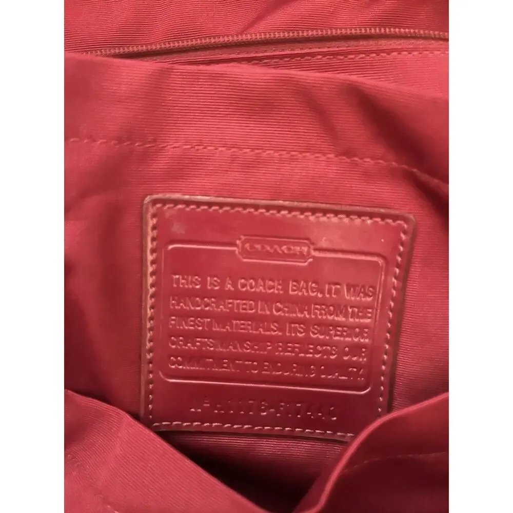 COACH Tan Red Signature Stripe Weekender Travel Carryall Diaper Bag 17443
